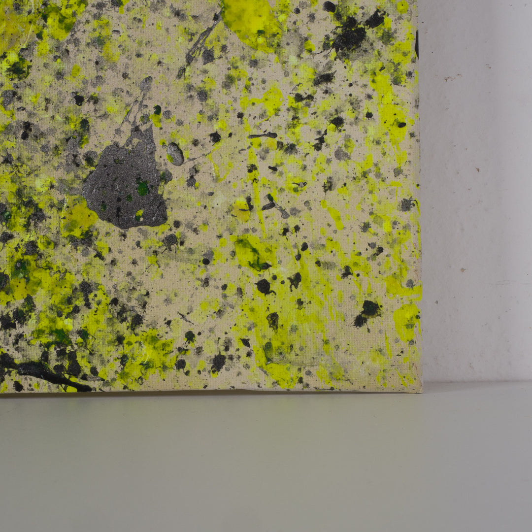 Abstract painting in fluorescent yellow 'Eternal Spring' by Jos Spinhoven