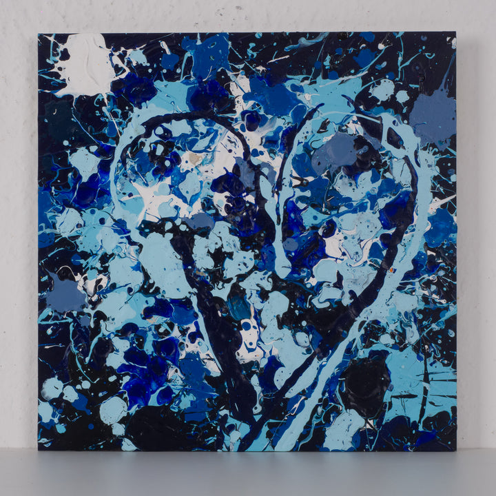 Acrylic painting - representation of a heart in shades of blue by Nitra