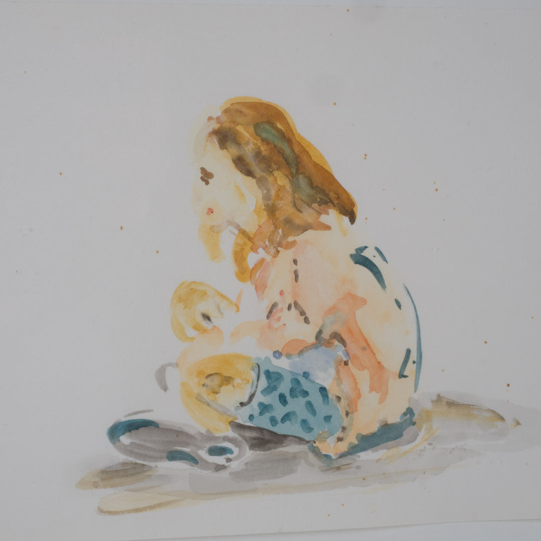 Aquarellen van S. Matthys (1997) in één kader – 50 x 40 x 2 cm