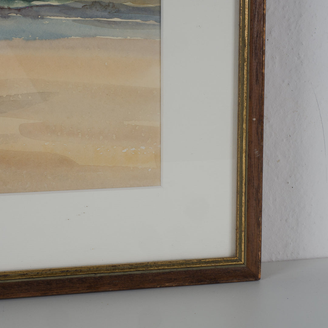 Beautiful watercolor of sea and beach, signed: N. Depondt