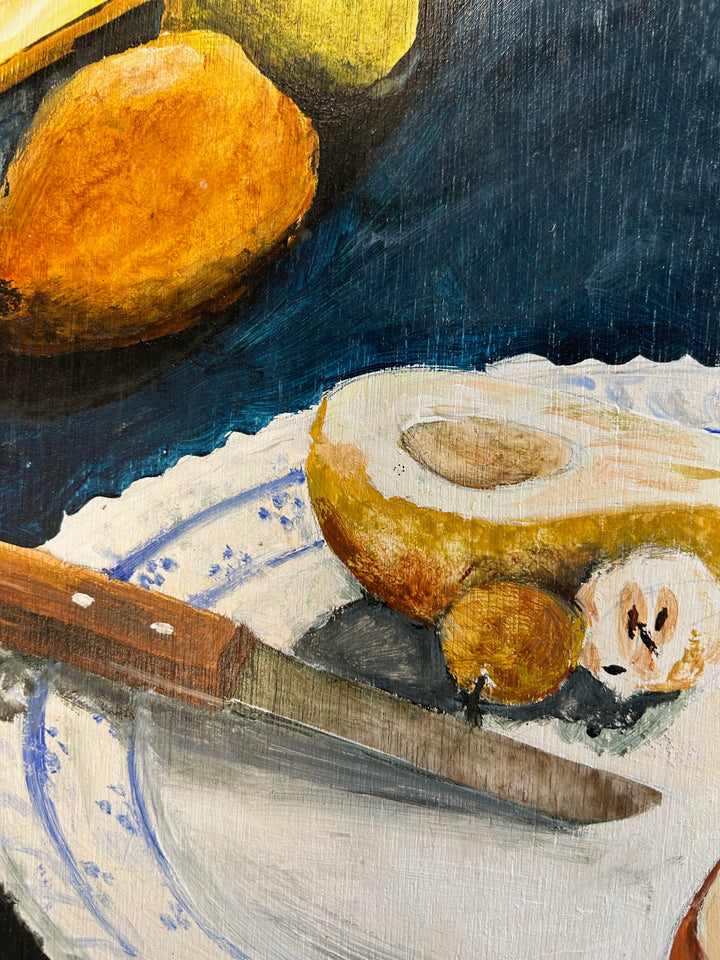 Kristien Berings – Stilleven met peren in kist – 1997 – 50 x 57 x 1 cm