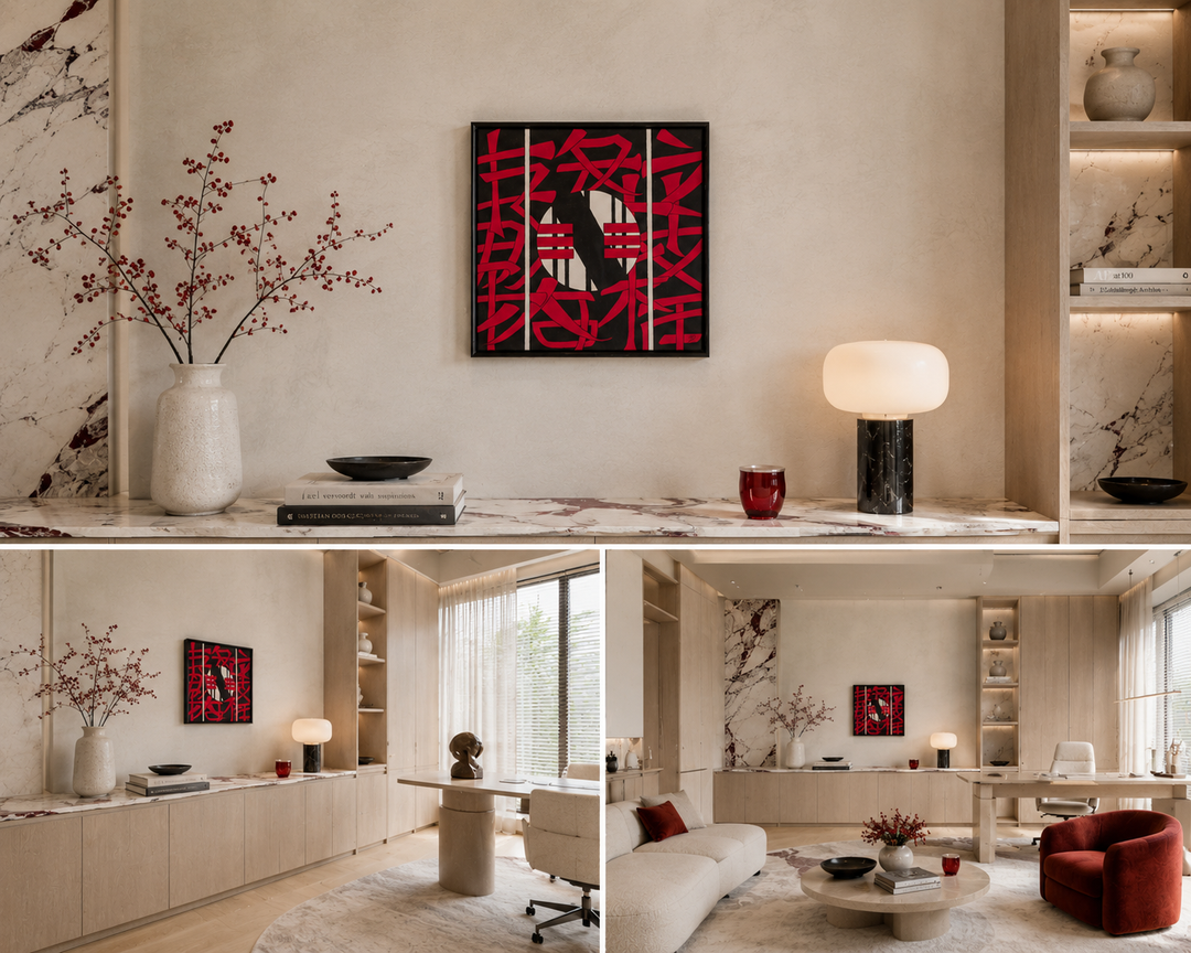 Chinees schilderij op papier / 73x73cm