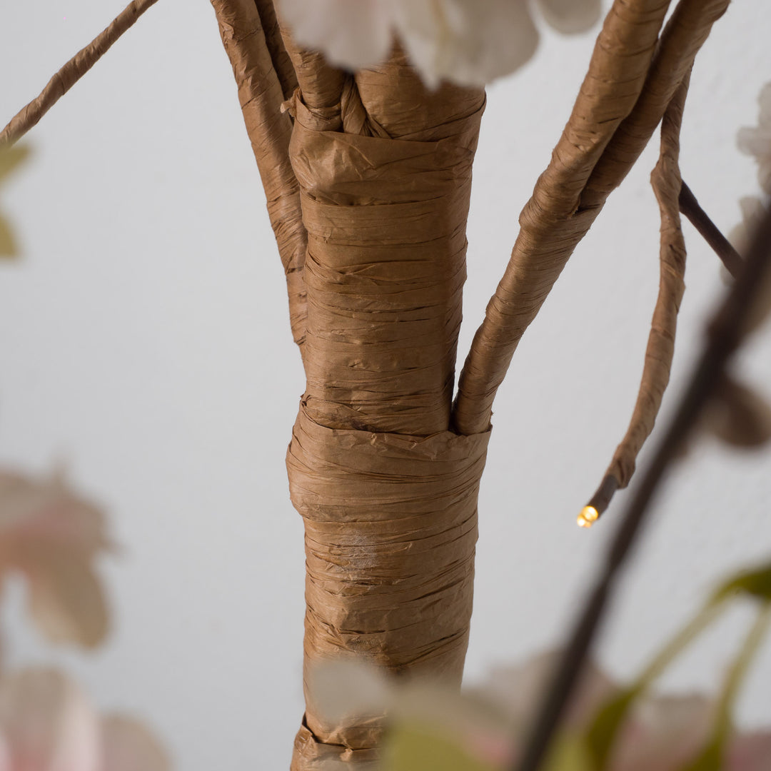 Atmospheric large light pink fake lime blossom tree with lighting (180 cm high, 1 m wide)