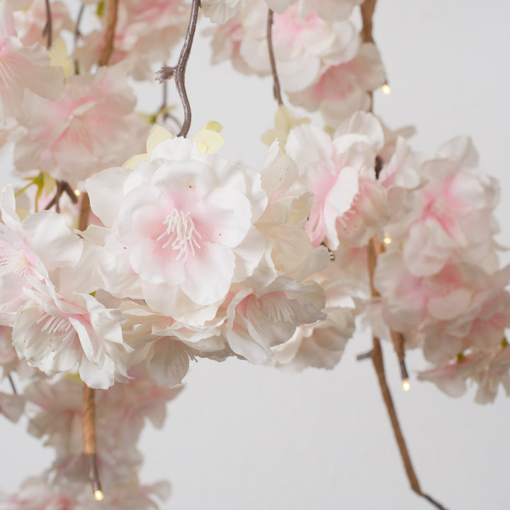 Atmospheric large light pink fake lime blossom tree with lighting (180 cm high, 1 m wide)