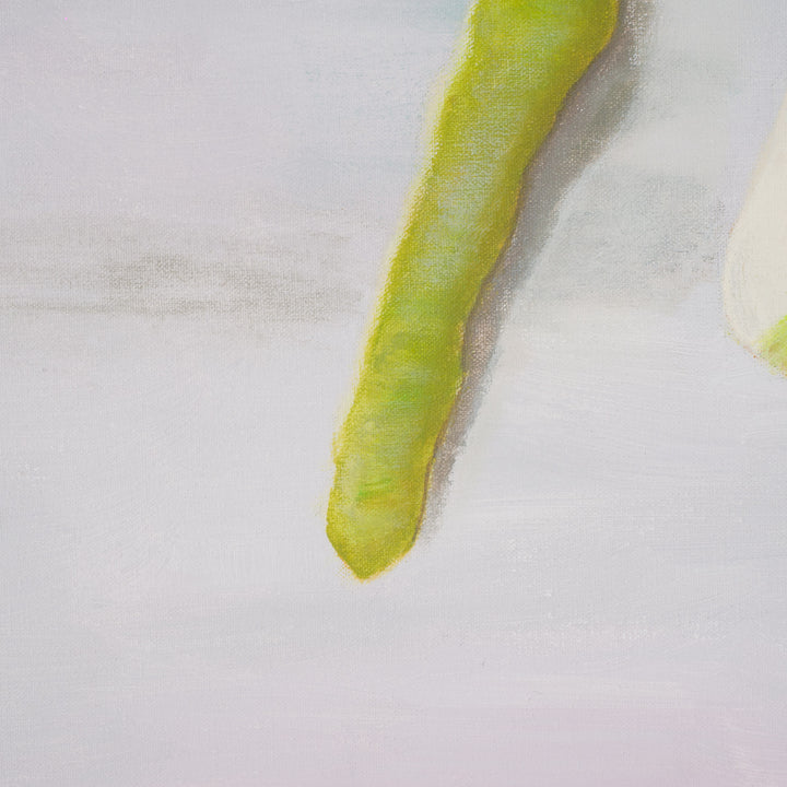 Painting of pears in yellow, green and gray – 40x50x2 cm