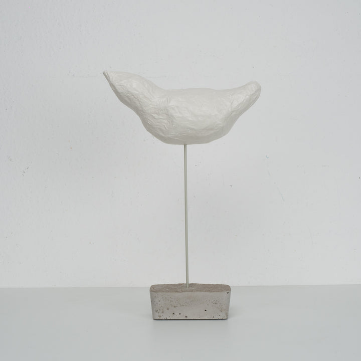 Beautiful bird in papier mache on concrete base (2)