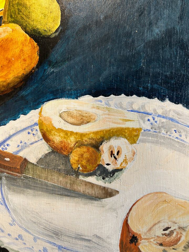 Kristien Berings – Stilleven met peren in kist – 1997 – 50 x 57 x 1 cm