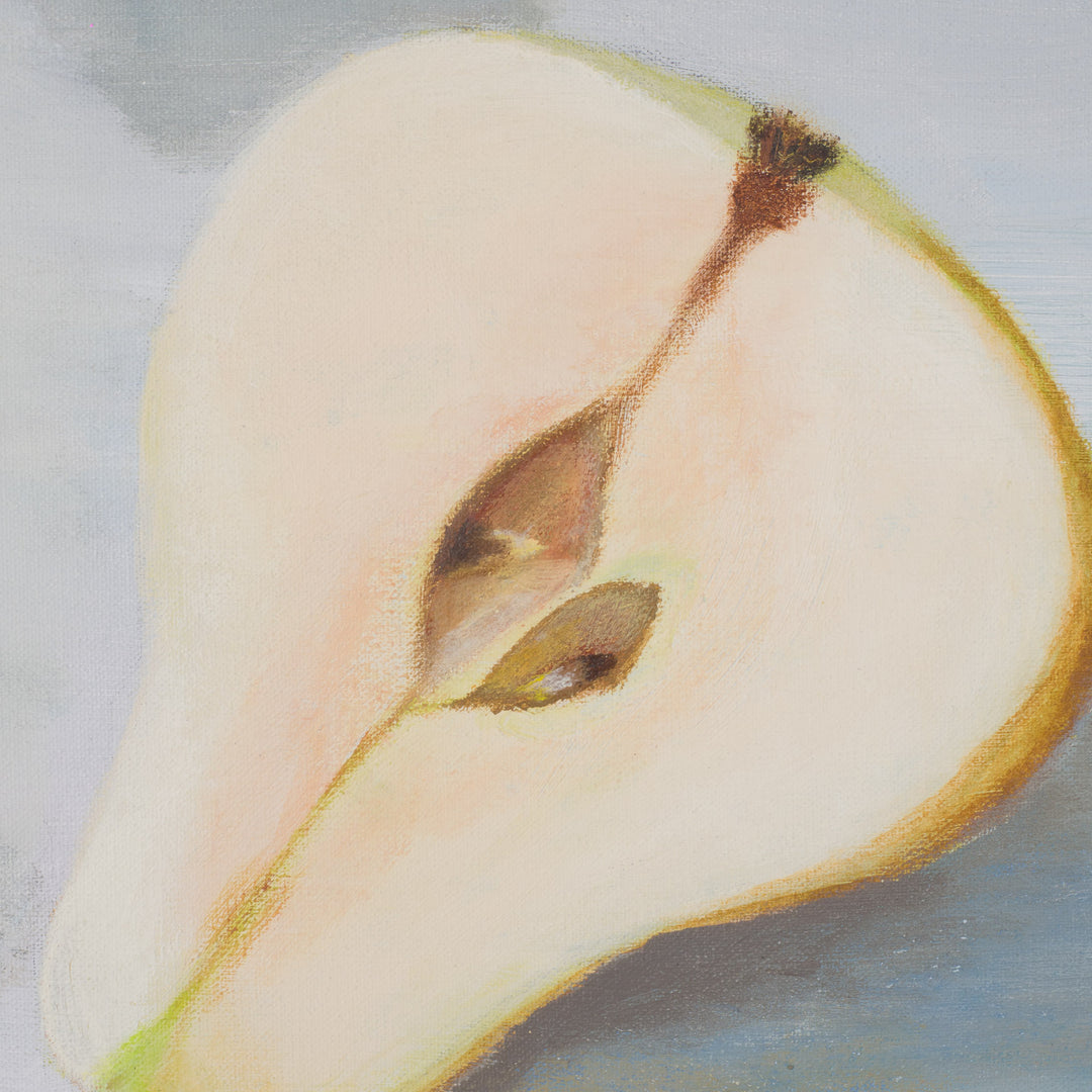 Painting of pears in yellow, green and gray – 40x50x2 cm