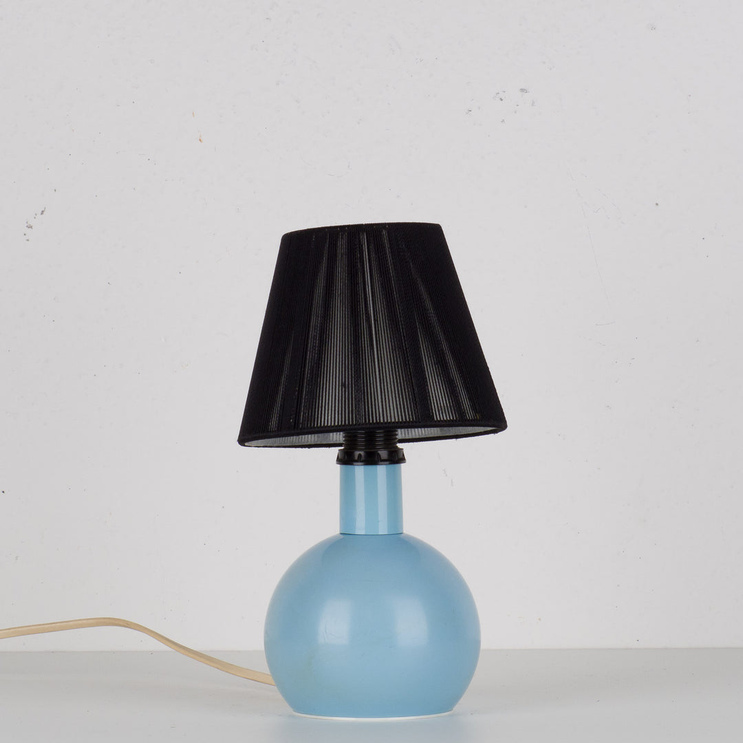 Table lamp in blue ceramic with black shade