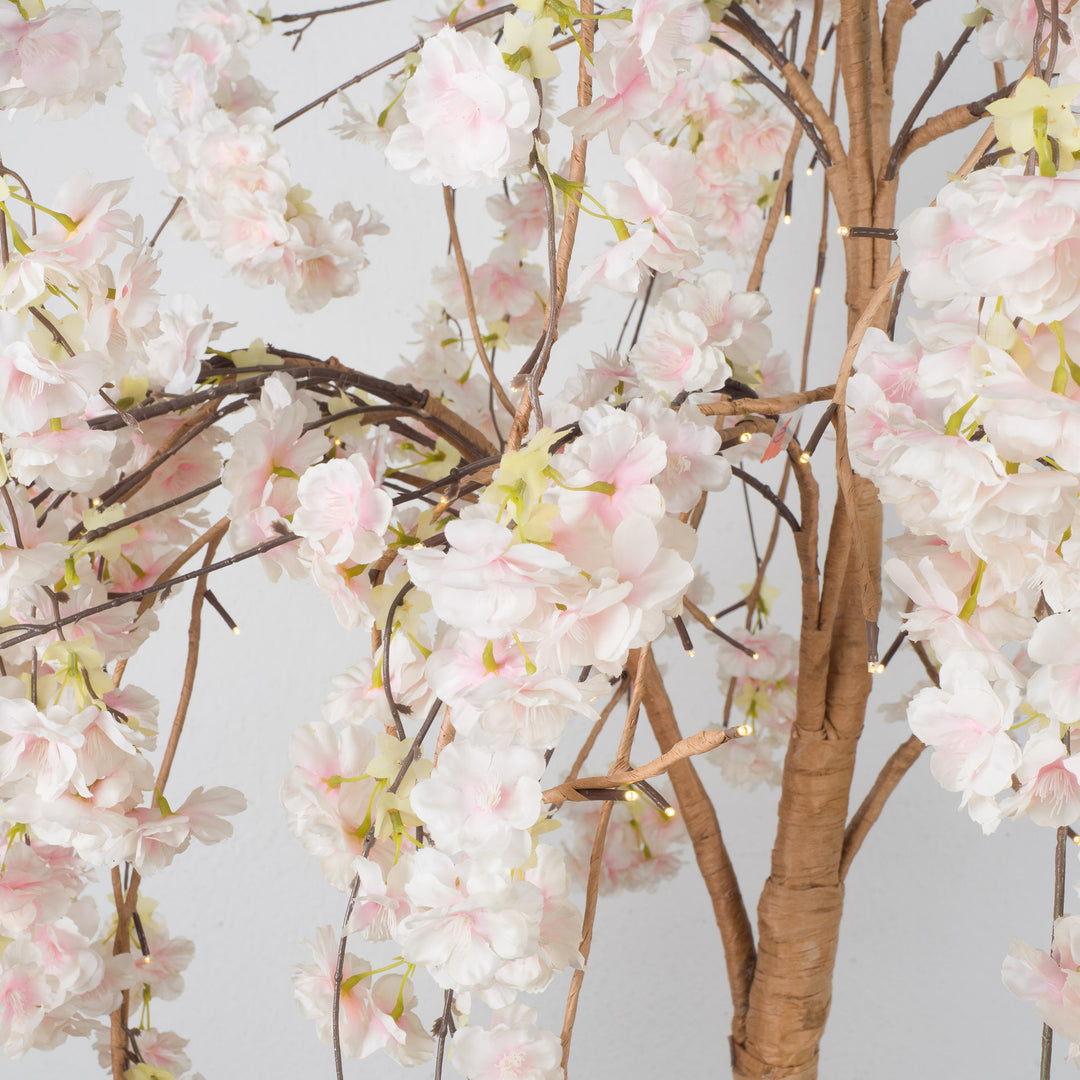 Atmospheric large light pink fake lime blossom tree with lighting (180 cm high, 1 m wide)