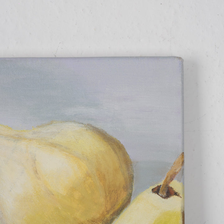 Painting of pears in yellow, green and gray – 40x50x2 cm