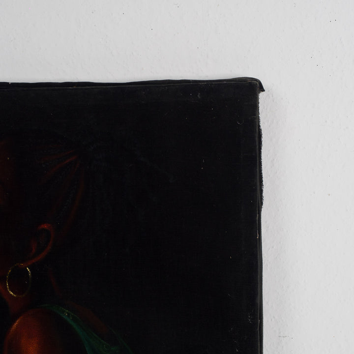 Painting of a black woman with a child on her back