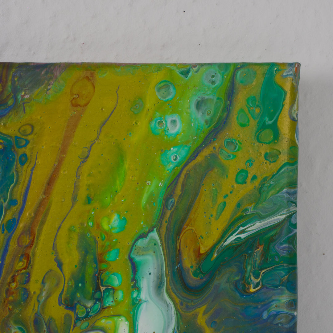 Contemporary abstract acrylic painting in green