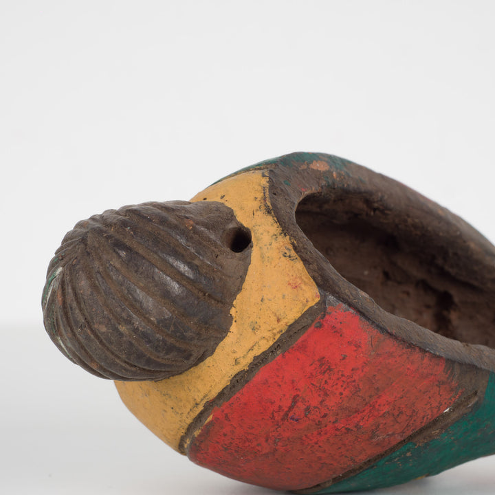 Small African decorative mask – green, red and yellow