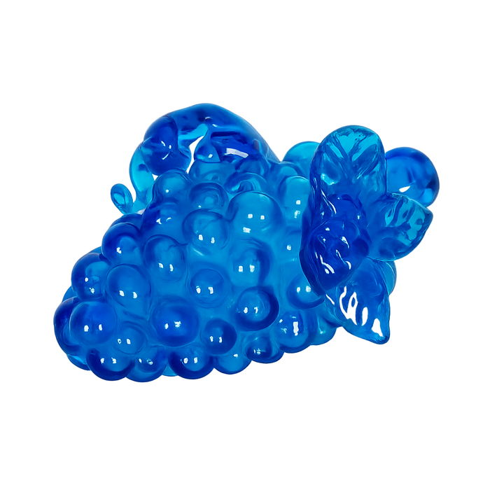 Vintage glazen druiventros – sculpturaal design in helder blauw (15 x 8,5 x 10,5 cm)