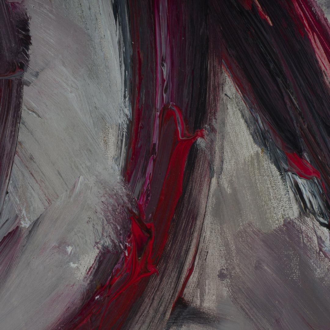 Abstract painting in burgundy and pink