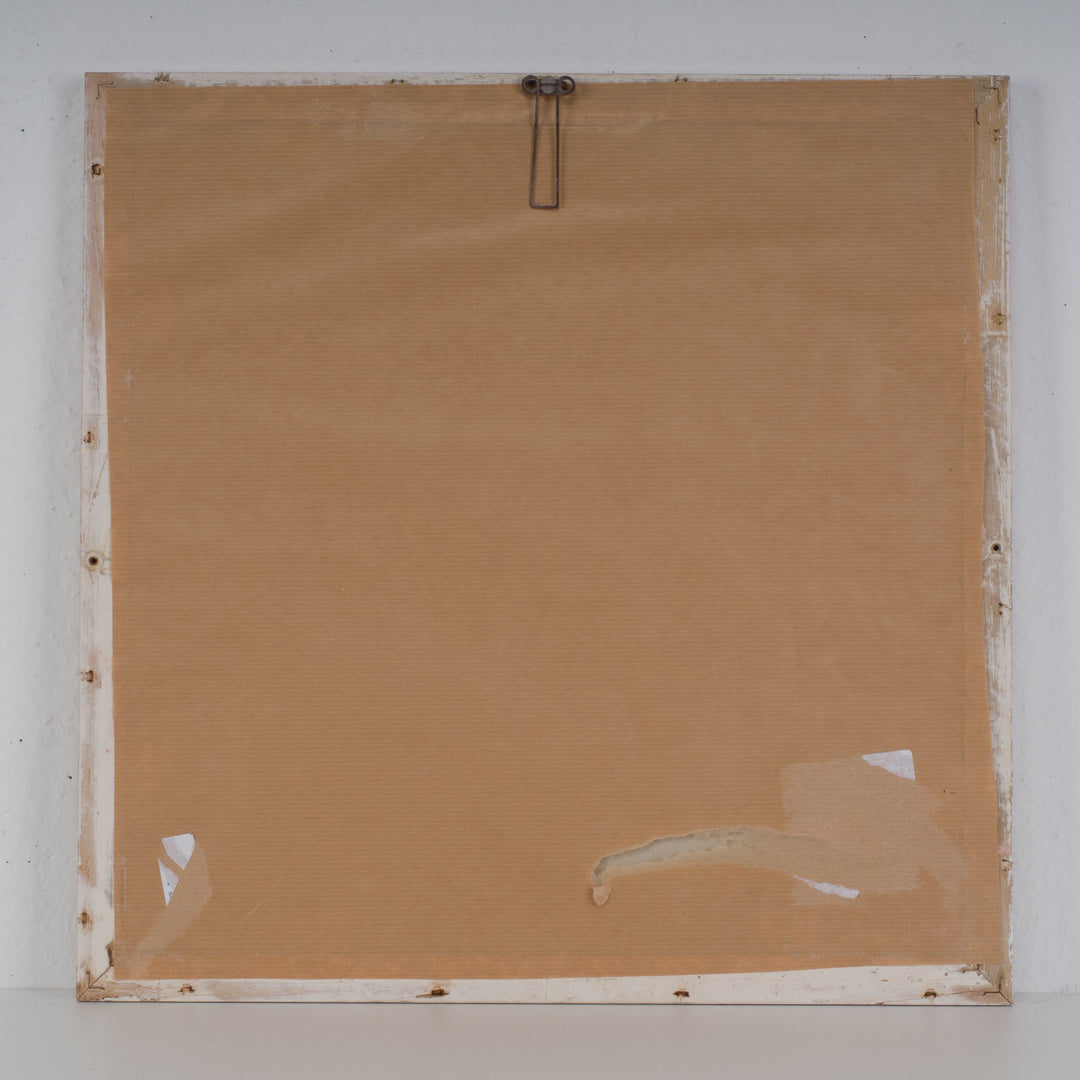 Ingekaderd ontwerp voor stoffendesign – wit, beige en blauw – 40x40x1,5 cm