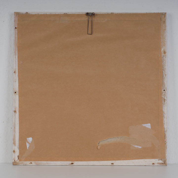 Ingekaderd ontwerp voor stoffendesign – wit, beige en blauw – 40x40x1,5 cm