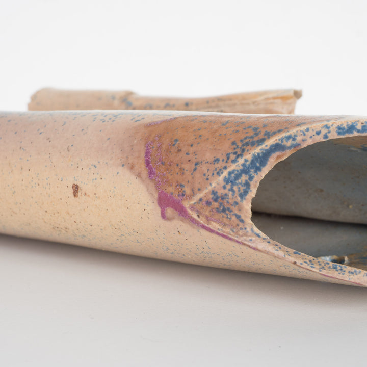 Handmade narrow ceramic vase – light blue and beige, hanging