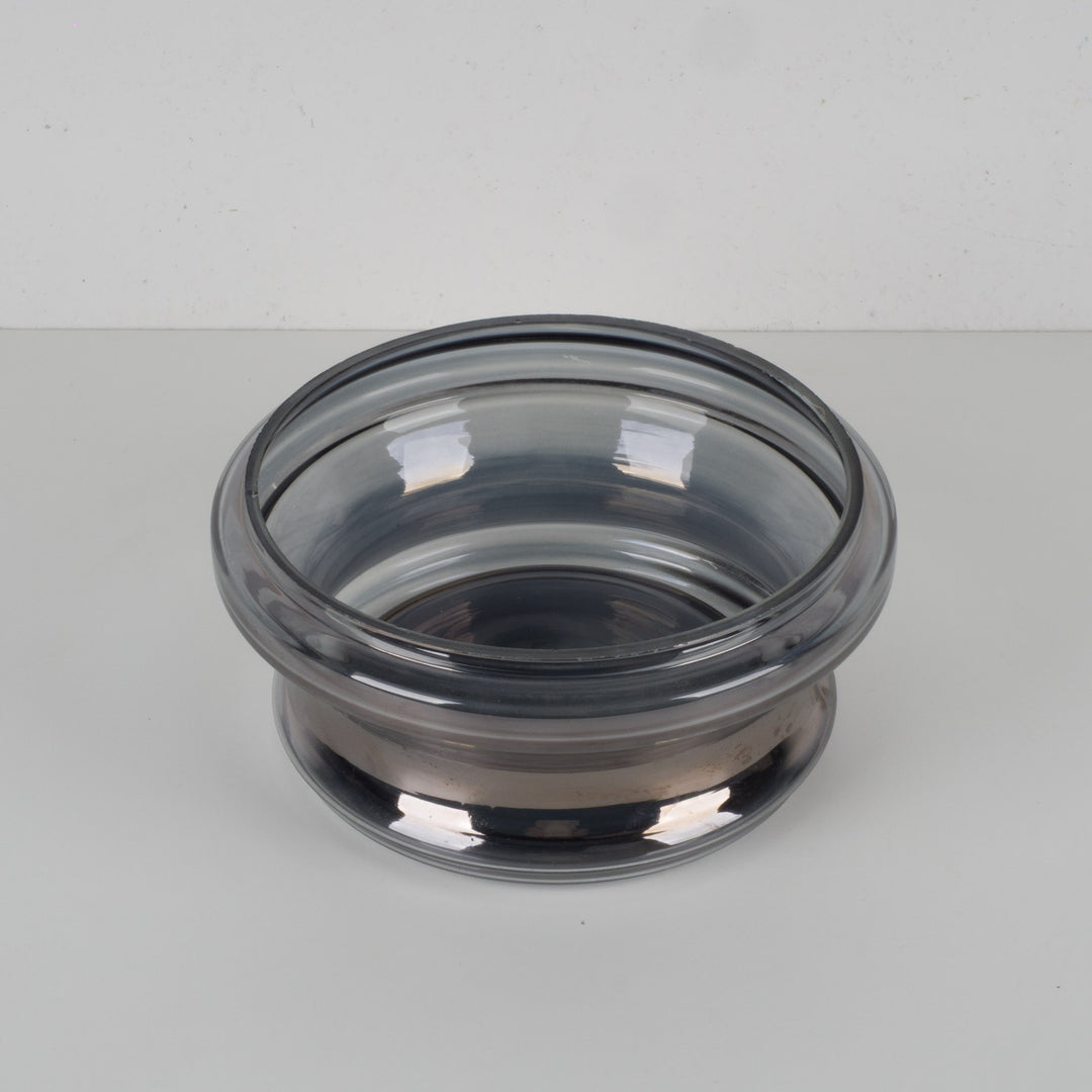 Round gray bowl in mirrored glass – 23x23x10.5 cm