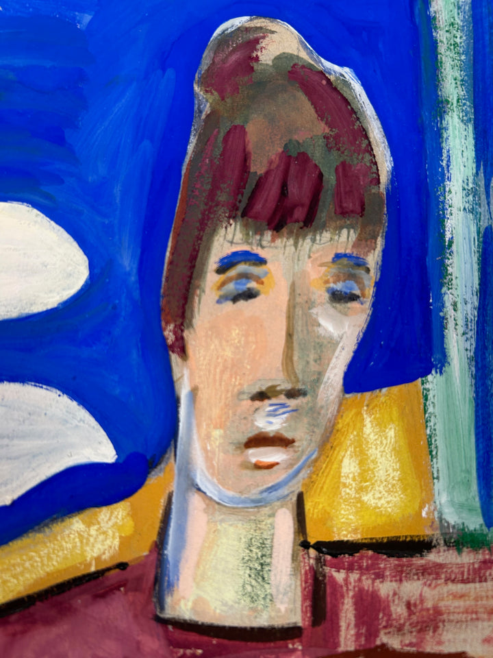 Expressief schilderij ‘Familie in Harmonie’ – S. Matthijs (1998) / 52x42x2cm