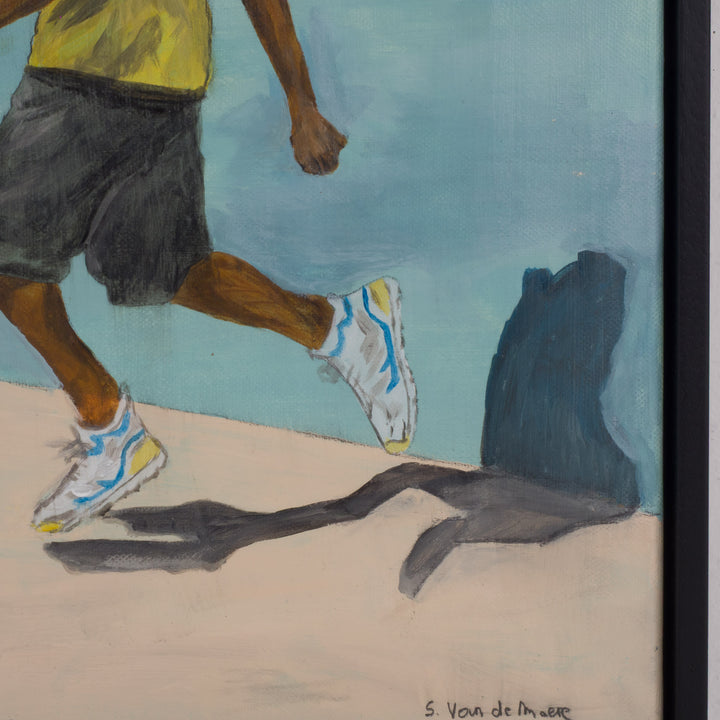 Painting of young footballer in blue – Atelier S