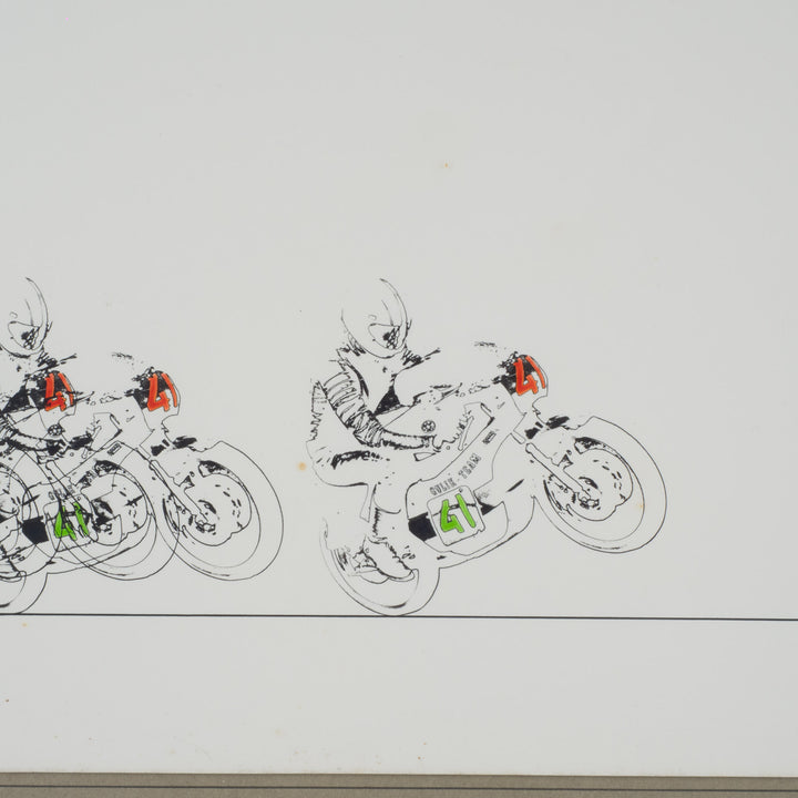 80s drawing of motocrosser by Gyda – on dibond – 37.5x42.5x3 cm