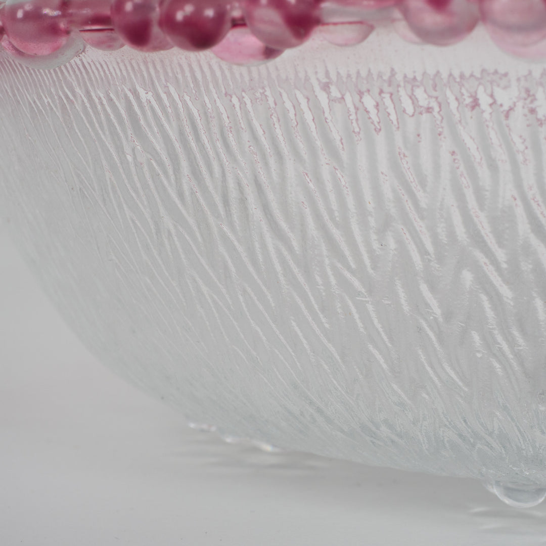 Italla vintage bowl of white matt glass with pink accents – small size (14.5x14.5 cm) (5)