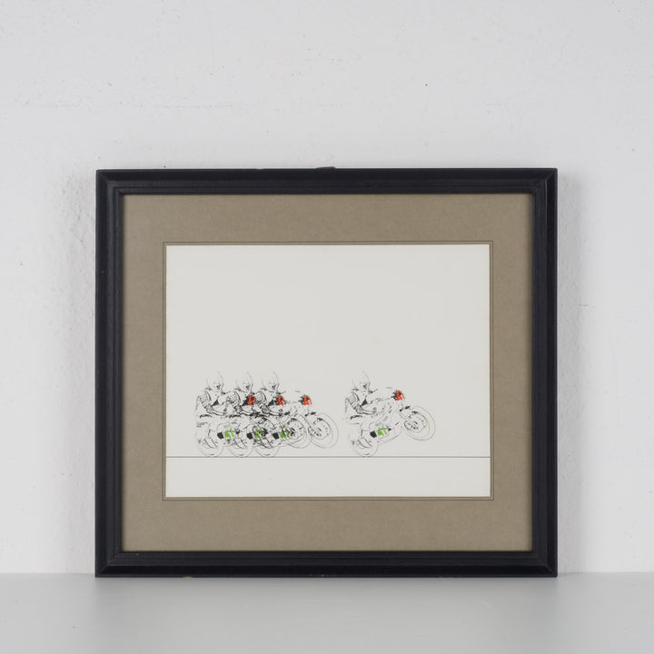 80s drawing of motocrosser by Gyda – on dibond – 37.5x42.5x3 cm