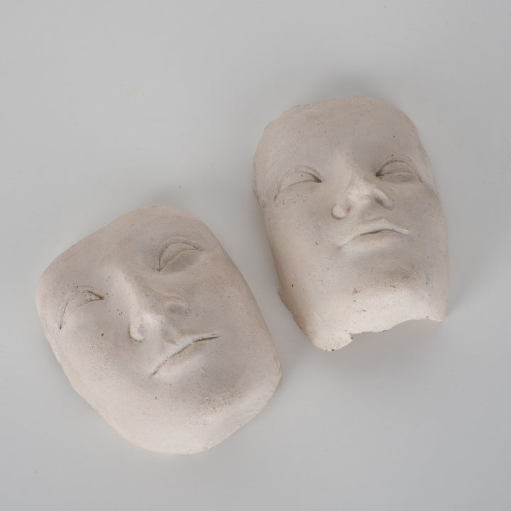 Serene Image – Face in White Clay by Artist Sue (16 x 11.5 x 8 cm)