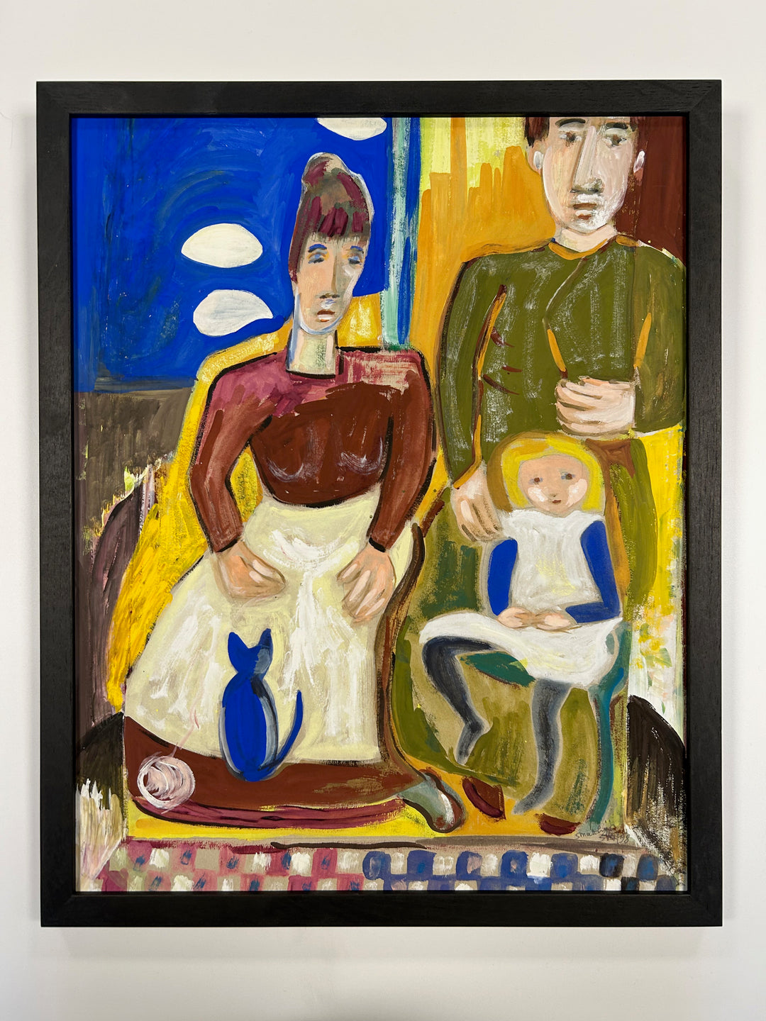 Expressief schilderij ‘Familie in Harmonie’ – S. Matthijs (1998) / 52x42x2cm