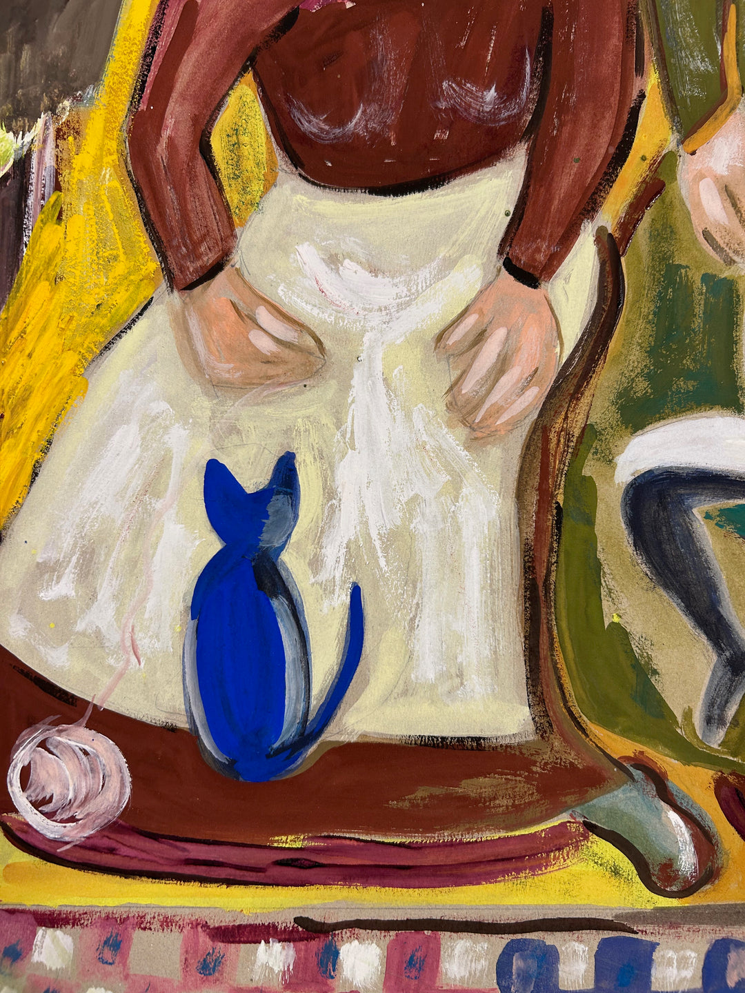 Expressief schilderij ‘Familie in Harmonie’ – S. Matthijs (1998) / 52x42x2cm