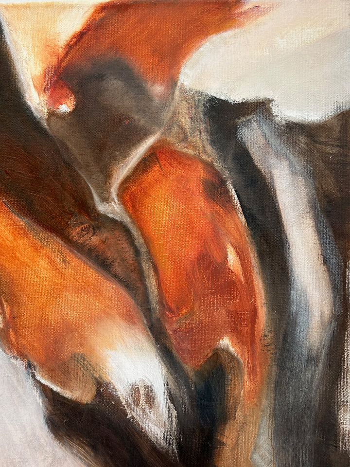 Abstract Schilderij  – Warmte, Beweging en Verstilling in Aardetinten / 60 x 60 x 2 cm