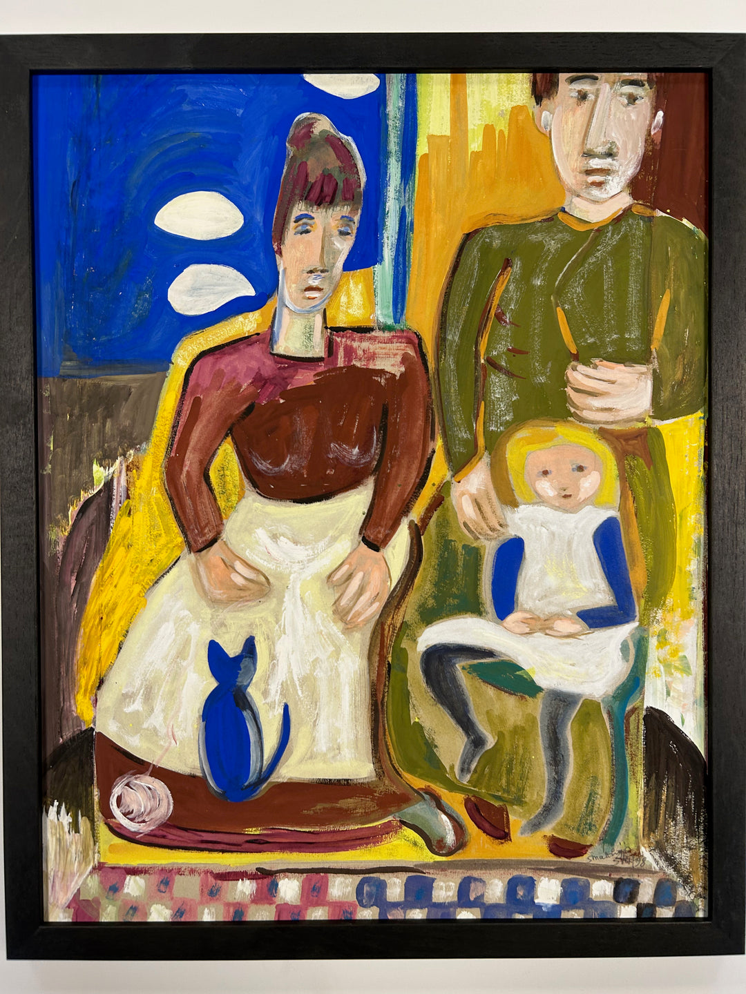 Expressief schilderij ‘Familie in Harmonie’ – S. Matthijs (1998) / 52x42x2cm