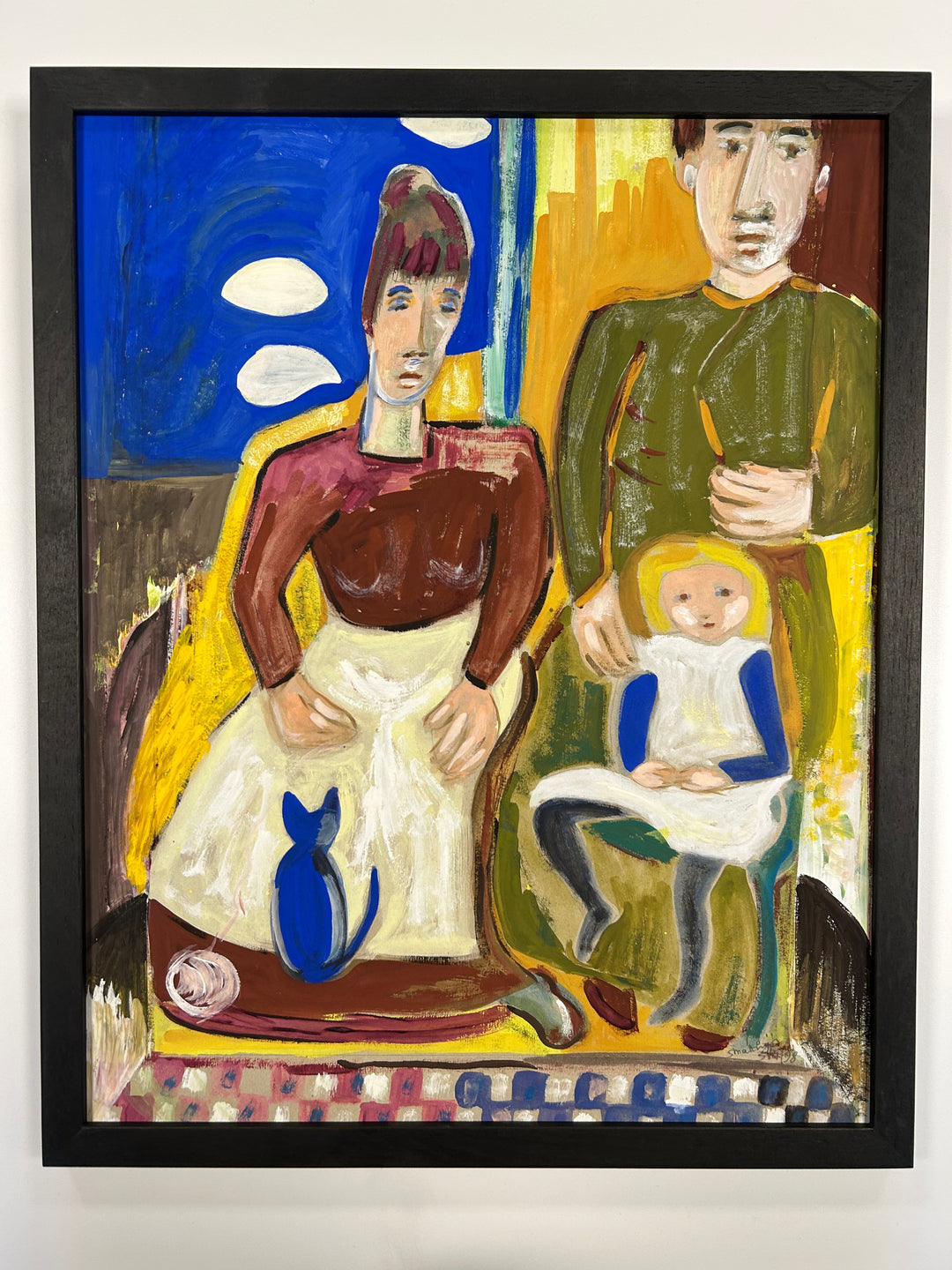 Expressief schilderij ‘Familie in Harmonie’ – S. Matthijs (1998) / 52x42x2cm