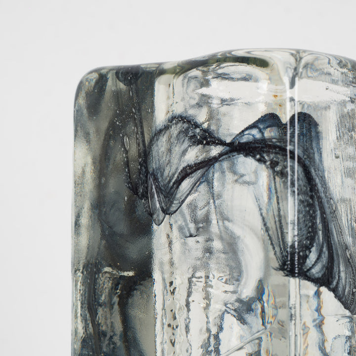 Unique rectangular vase with black swirl – a work of art in itself