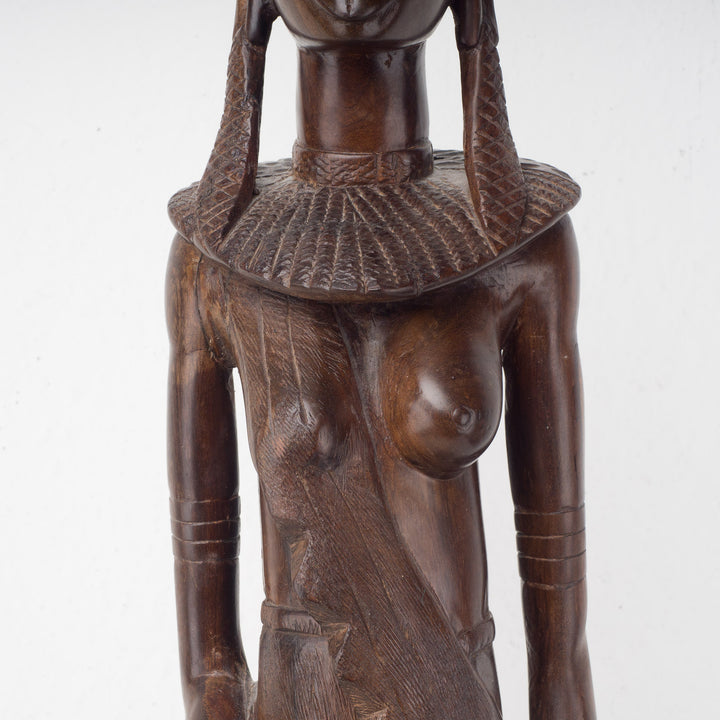 Large ebony statue of a Masai woman from Kenya