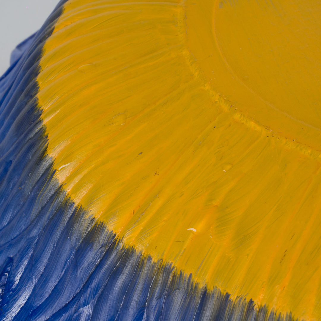 Hand-painted glass bowl in yellow and blue – art with a soul