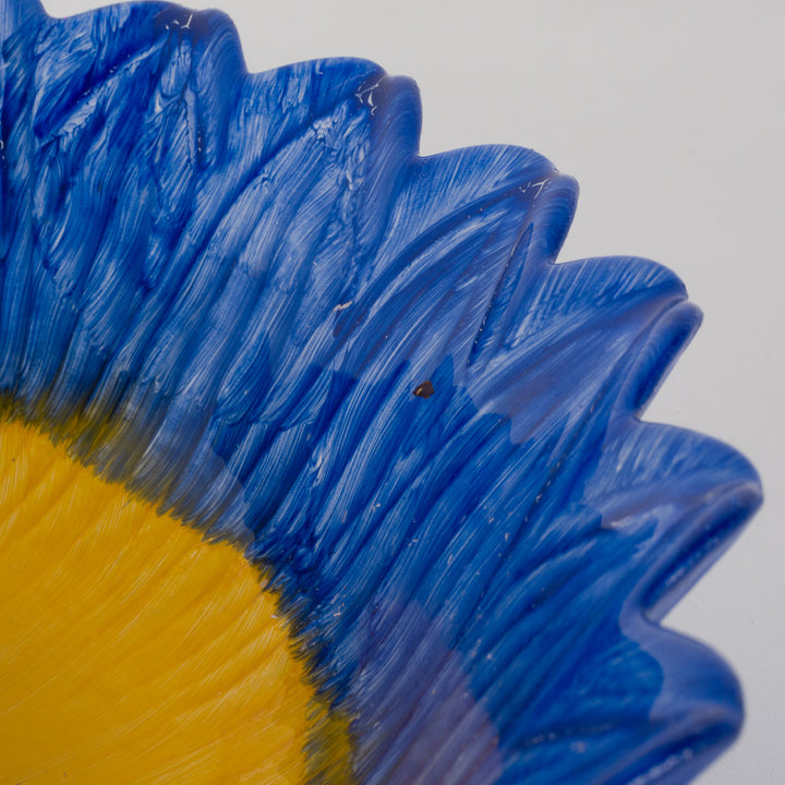 Hand-painted glass bowl in yellow and blue – art with a soul