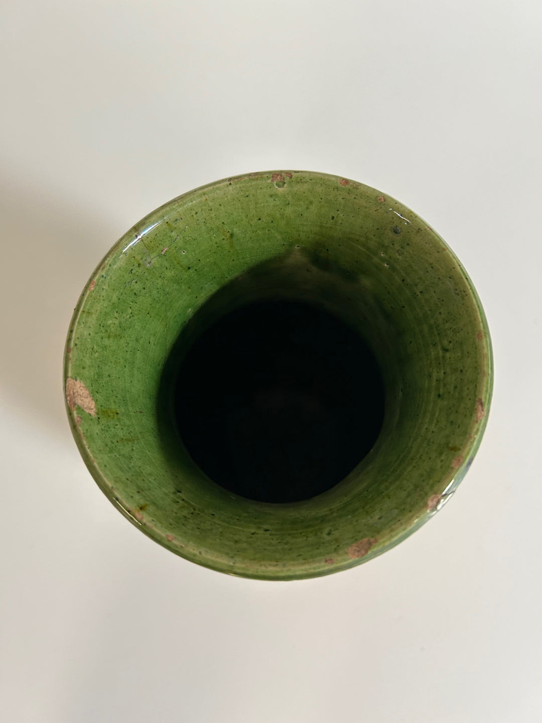 Ceramic glazed vase in green and yellow