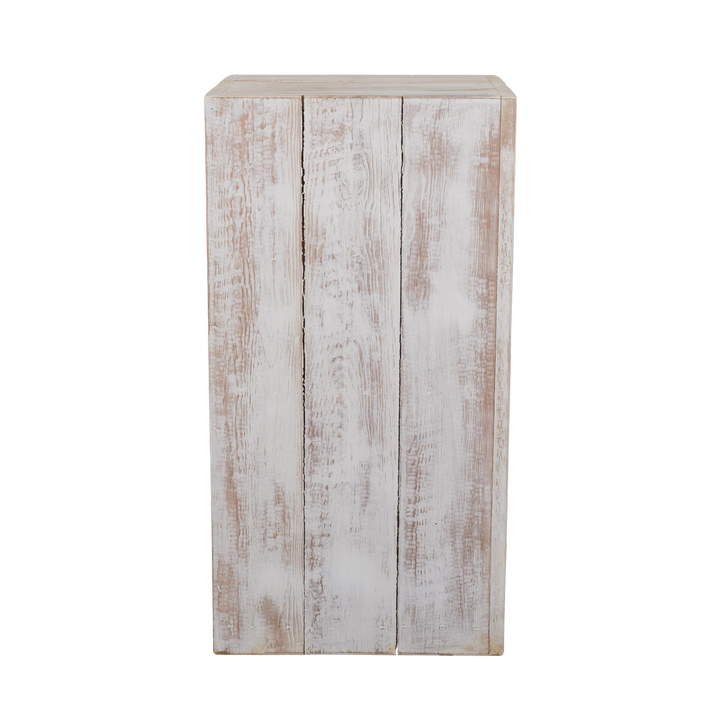 Whitewashed wooden base made of planks