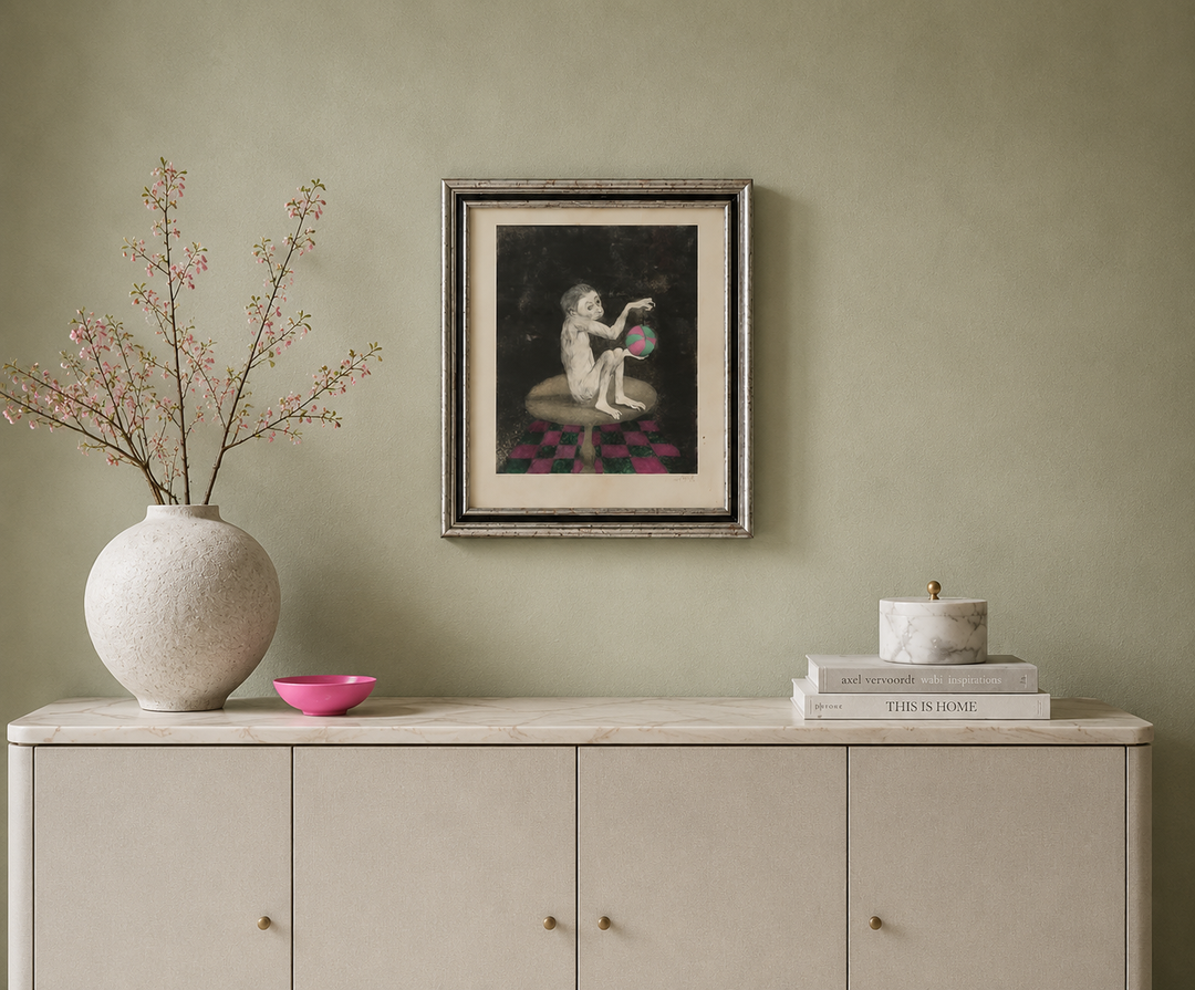 Roland Devolder – Een aapje voor Cédric - Litho van een aapje / 71 x 61 x 3,5 cm