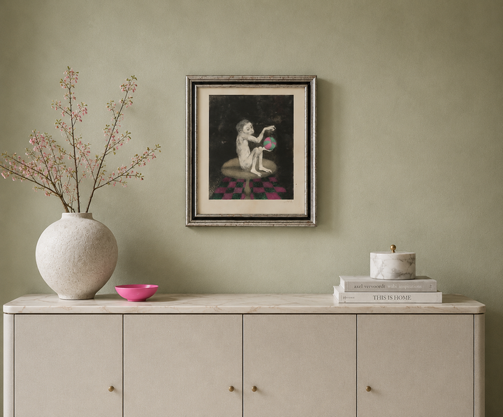 Roland Devolder – Een aapje voor Cédric - Litho van een aapje / 71 x 61 x 3,5 cm