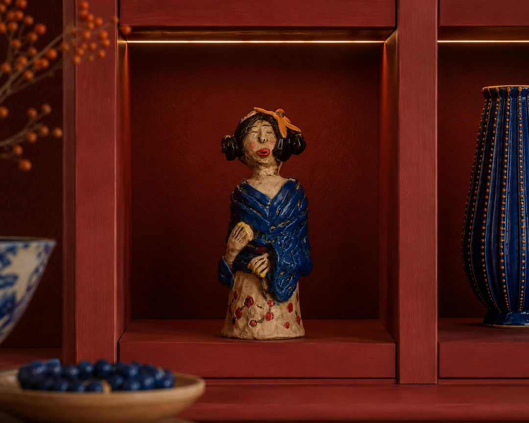 Keramisch Beeld Japanse Vrouw / Geisha – 14 x 12 x 32,5 cm
