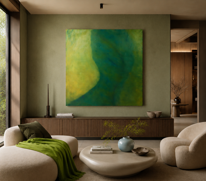 Groot modern schilderij abstracte dame door Stefe Jiroflée / 130x130x4cm