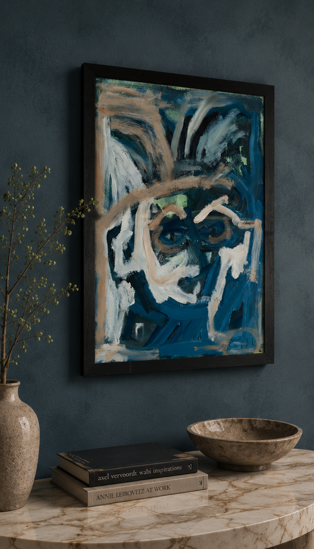 Abstracte gouache in blauwtinten