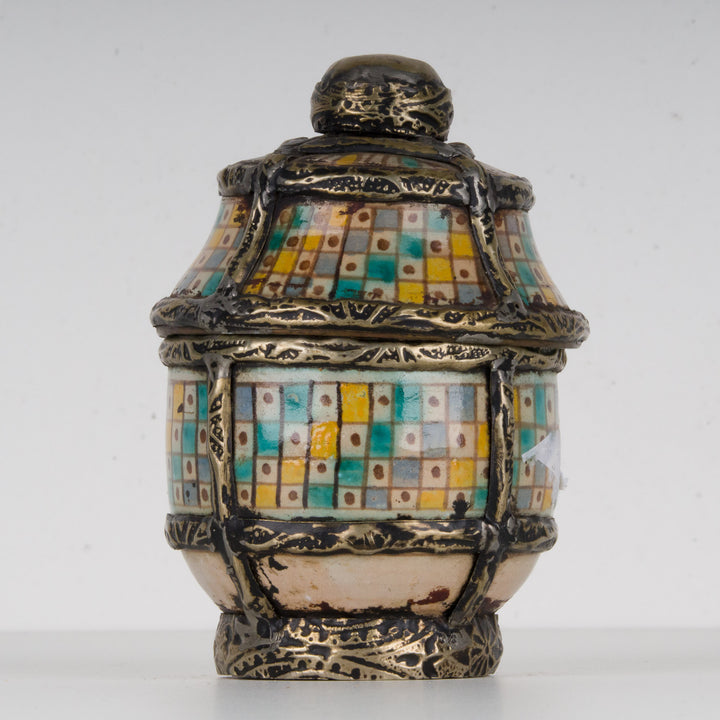 Ceramic Lidded Jar with Geometric Patterns – Middle Eastern Elegance for Your Interior