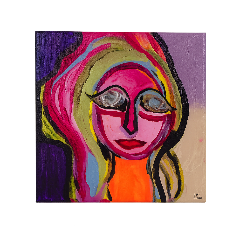 Expressieve Vrouw – Hedendaags Schilderij van JP Terryn (20,5 x 20,5 cm)