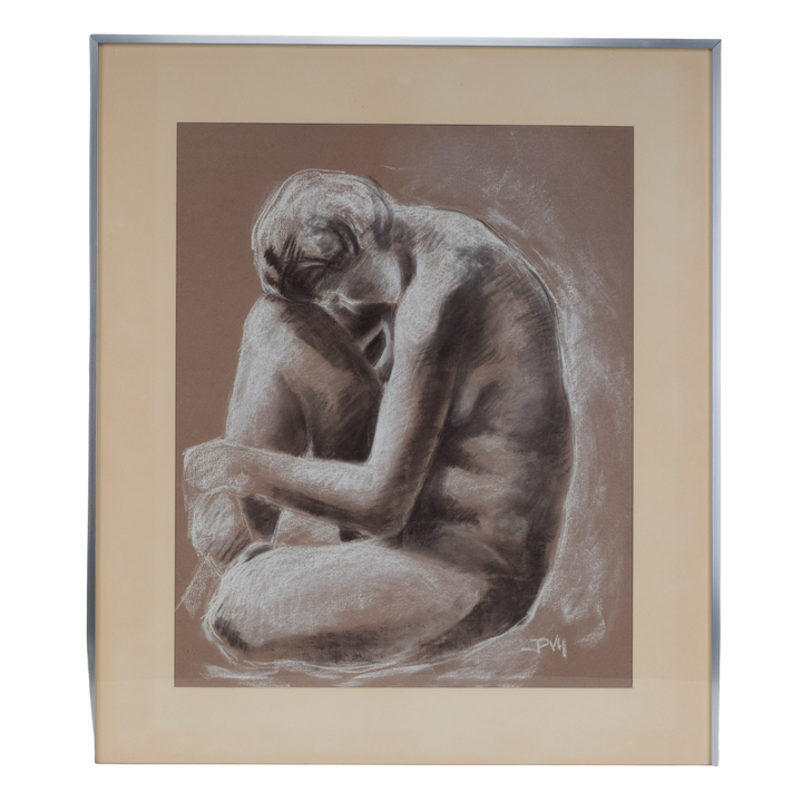 Chalk drawing of a nude model