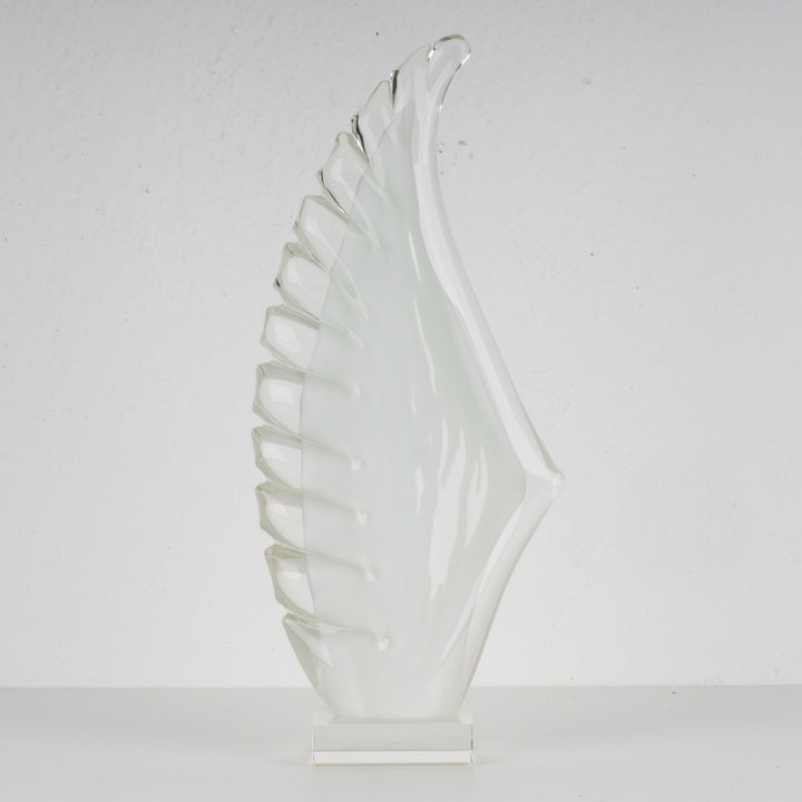 Decorative glass artwork in wing shape